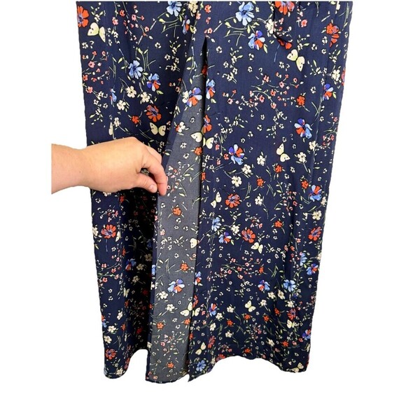 Sanctuary Maxi Dress Women’s Large Navy Blue Floral Butterfly Print A Line NEW - Picture 5 of 12